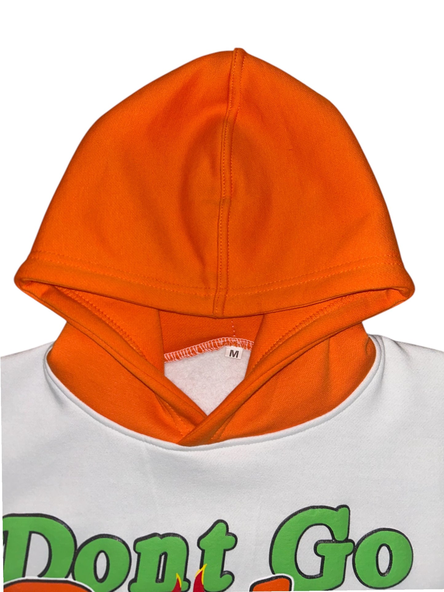 Orange and green "Don't Go Broke" short sleeve hoodie